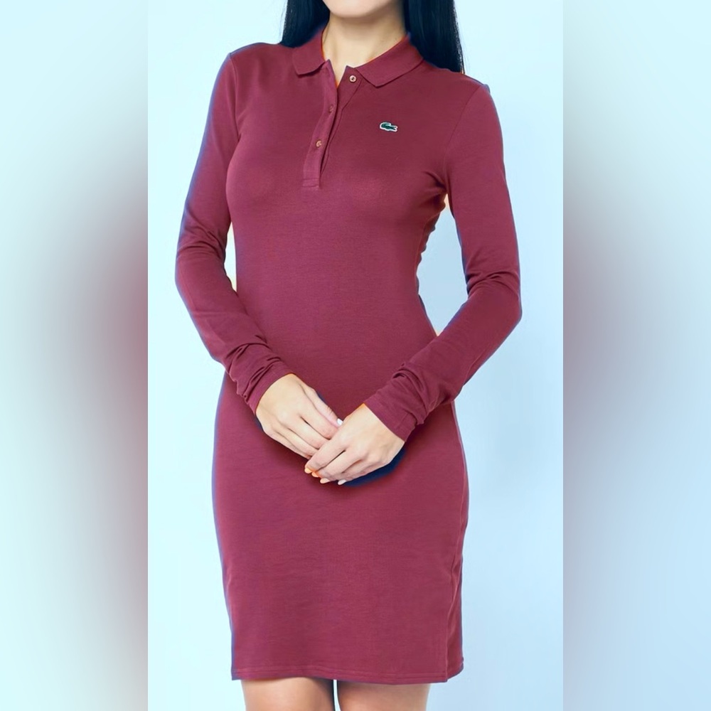 Lacoste long sleeve Embroidered Logo Mini Dress
